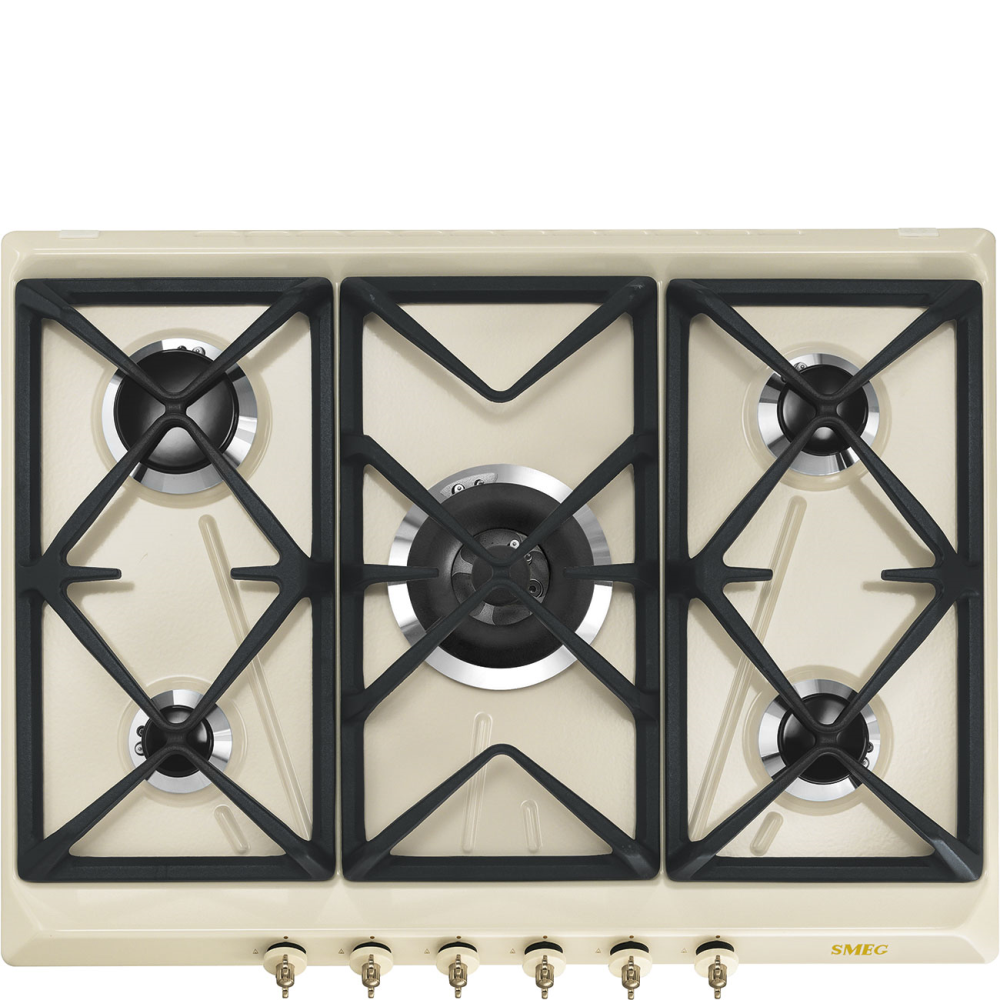 Smeg Plynová varná deska Coloniale s 5 varnými zónami, 70/75 cm, SRV876, krémová SRV876POGH