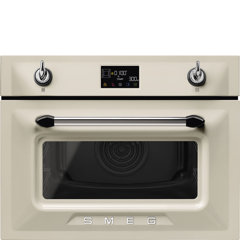 Smeg Kompaktní vestavná mikrovlnná trouba Victoria, SO4902M1, 45 cm, krémová SO4902M1P