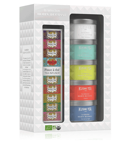 Kusmi Tea Dárková sada Alain Ducasse, set 5 čajových miniatur s čajovým sítkem 21690A1150