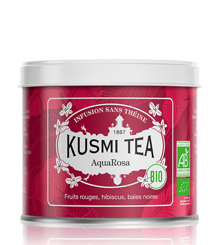 Kusmi Tea Sypaný ovocný čaj Aqua Rosa Bio, kovová dóza 100 g 21631A1070