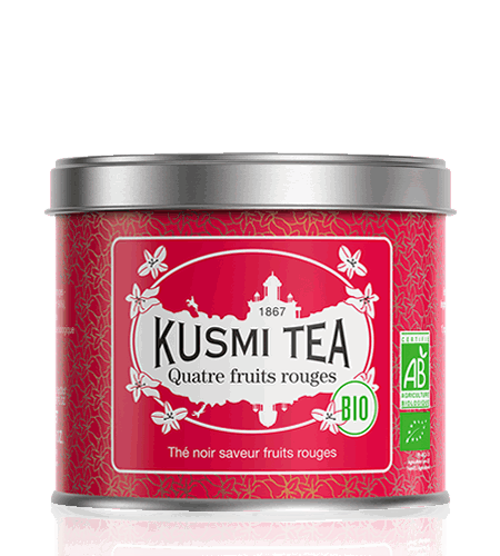 Kusmi Tea Sypaný černý čaj Four Red Fruits Bio, kovová dóza 100 g 21715A1070