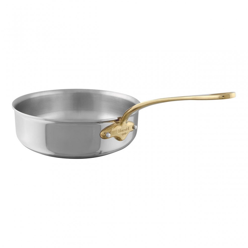 Mauviel Nerezová pánev na soté s bronzovou rukojetí M’Cook B, 24 cm / 3,2 l 351124