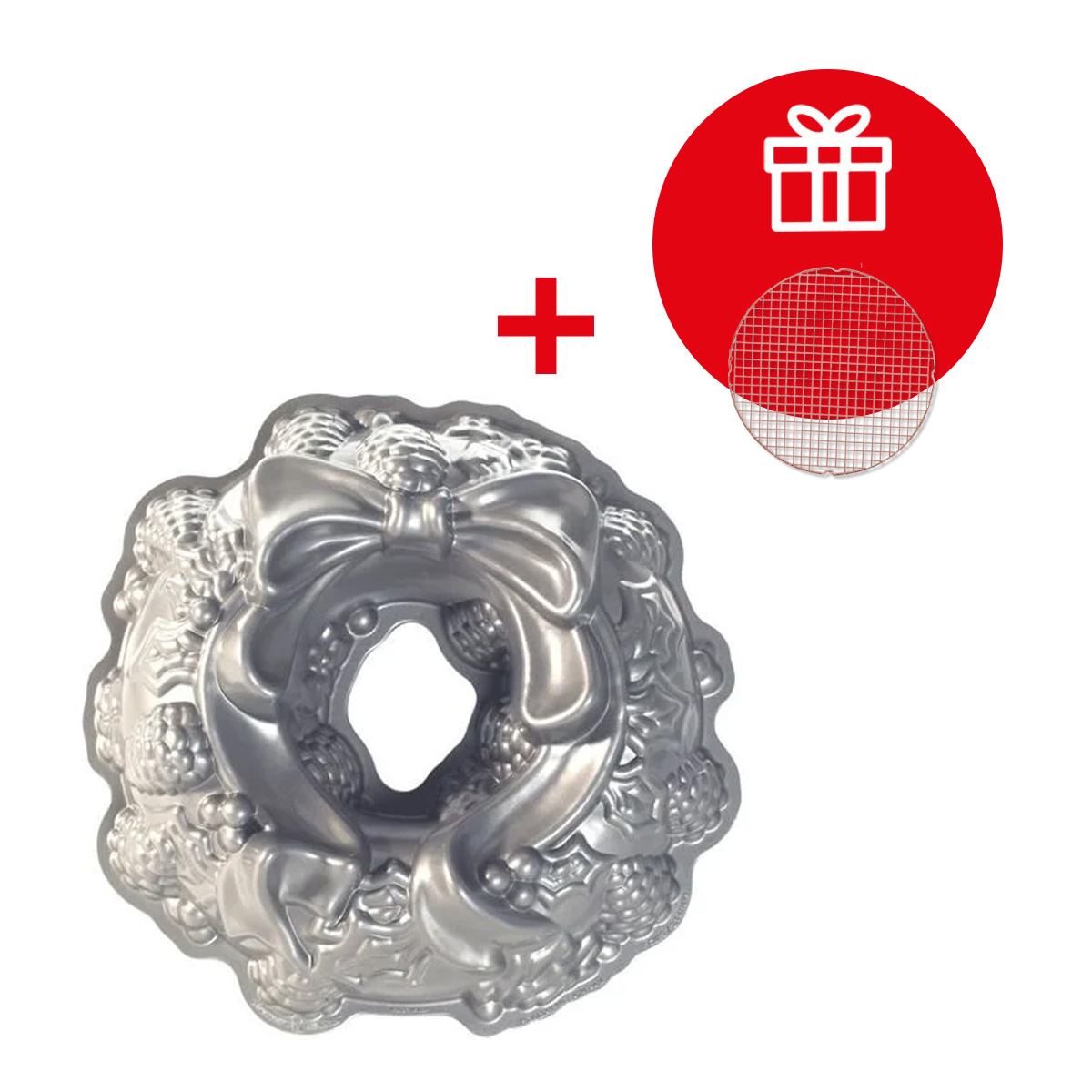 Nordic Ware Forma na bábovku Sváteční věnec, stříbrná, 2,1 l 85348