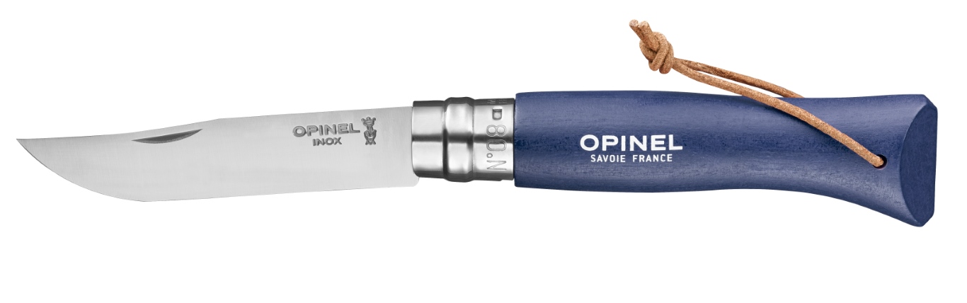 Opinel Sada VR N°08 Inox Trekking, modrý, 8,5 cm plus pouzdro na opasek 001891
