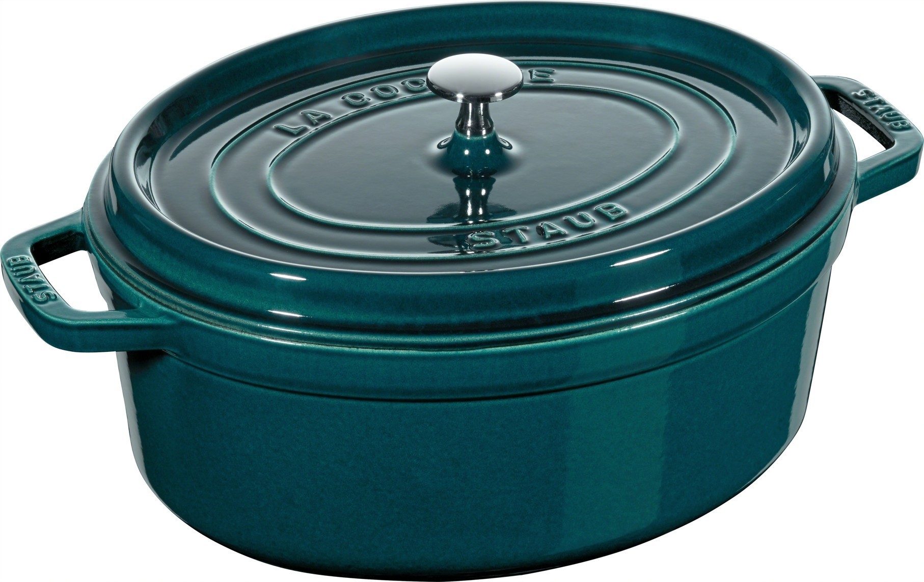 Staub Oválný litinový hrnec s poklicí Cocotte, mořská modř, 33 cm / 6,7 l 1103337