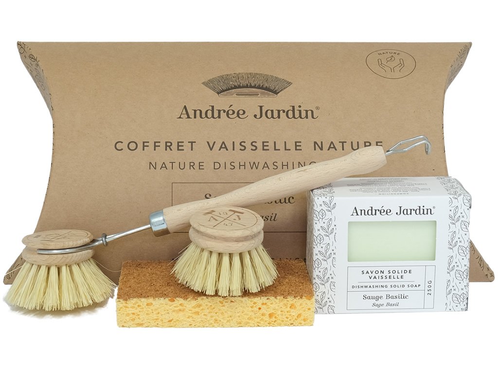 Andrée Jardin Sada na mytí nádobí zero waste, mýdlo šalvěj / bazalka 1853