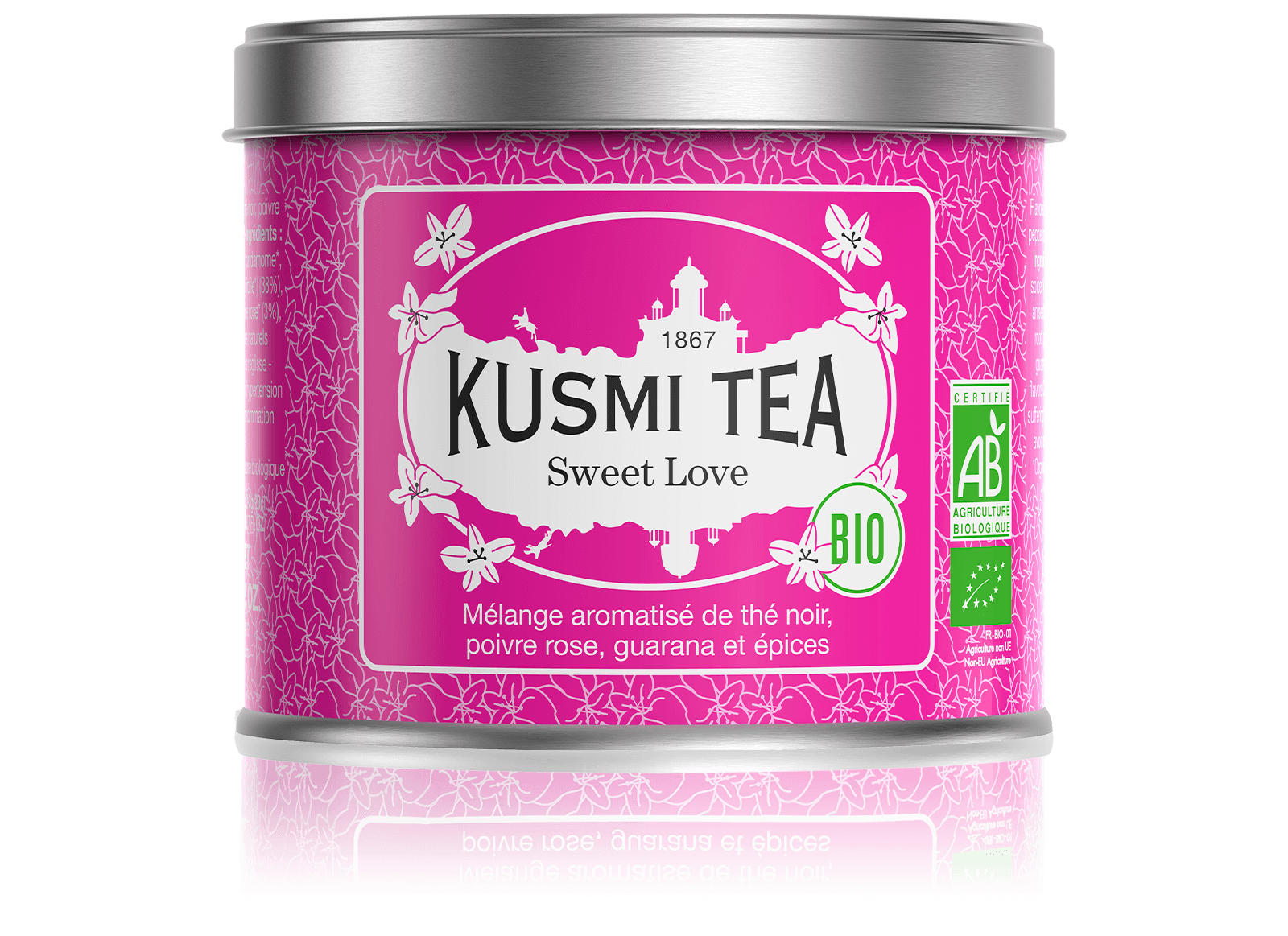 Kusmi Tea Sypaný černý čaj Sweet Love Bio, kovová dóza 100 g 21084A1070