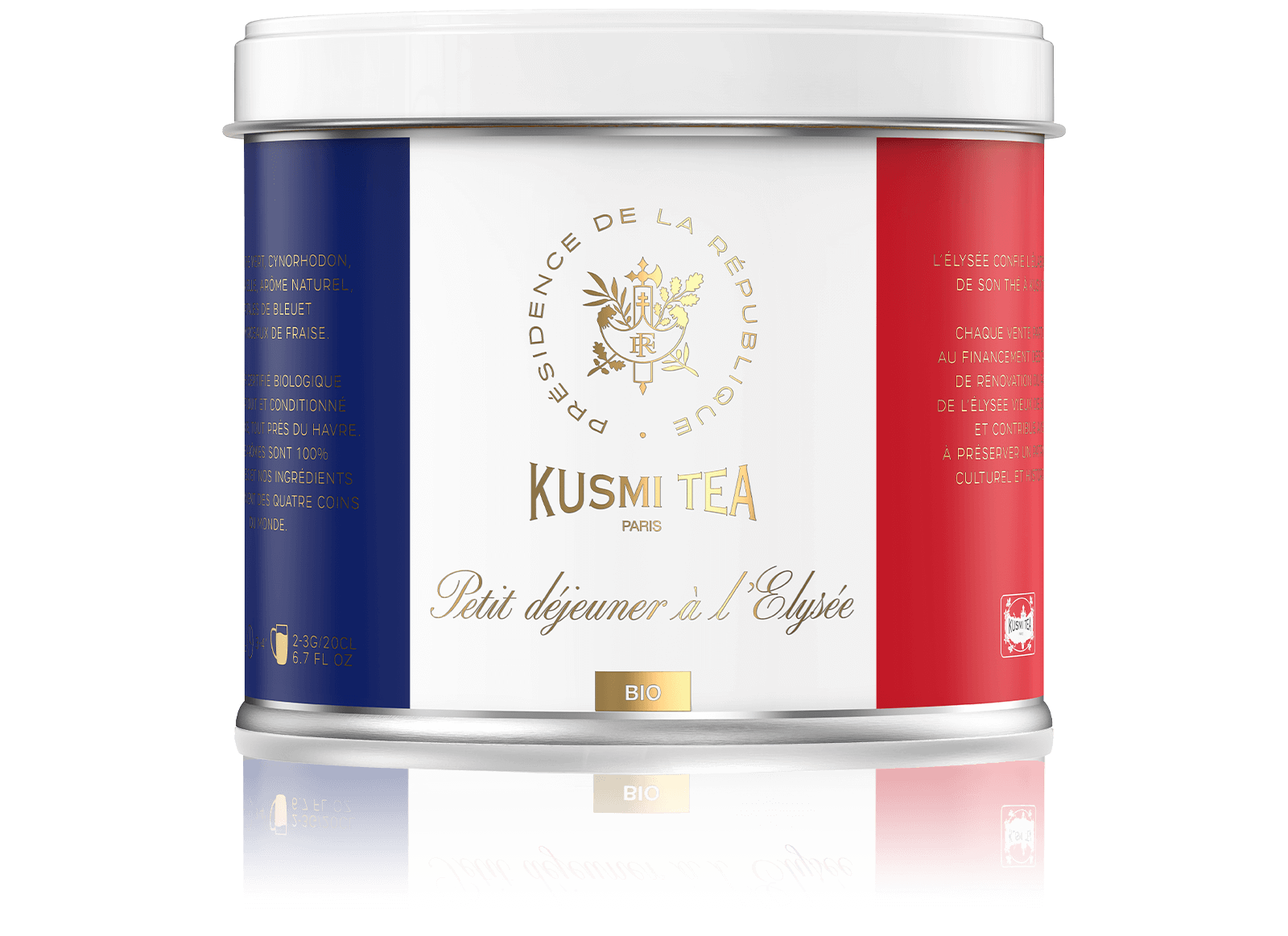 Kusmi Tea Sypaný zelený čaj Petit déjeuner a l'Elysée Bio, kovová dóza 100 g 21691A1070
