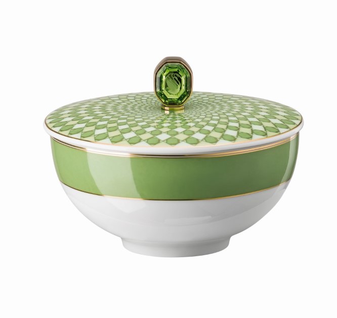 Rosenthal Miska na rýži s pokličkou Swarovski Signum Fern, Ø 12 cm 14204-426349-13350