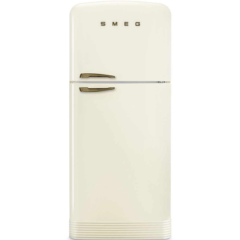 Smeg Kombinovaná lednice s mrazákem nahoře 50's Retro Styl, FAB50R, pravostranná, krémová úchyt bronz  FAB50RCRB5