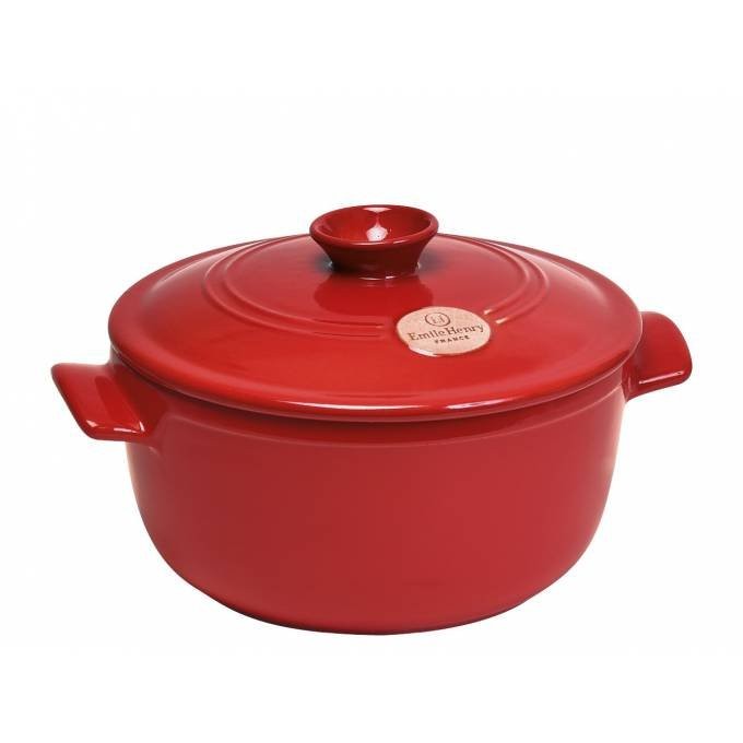 Emile Henry Hrnec kulatý s poklicí Flame, 28,5 cm / 5 l, granátová 344553