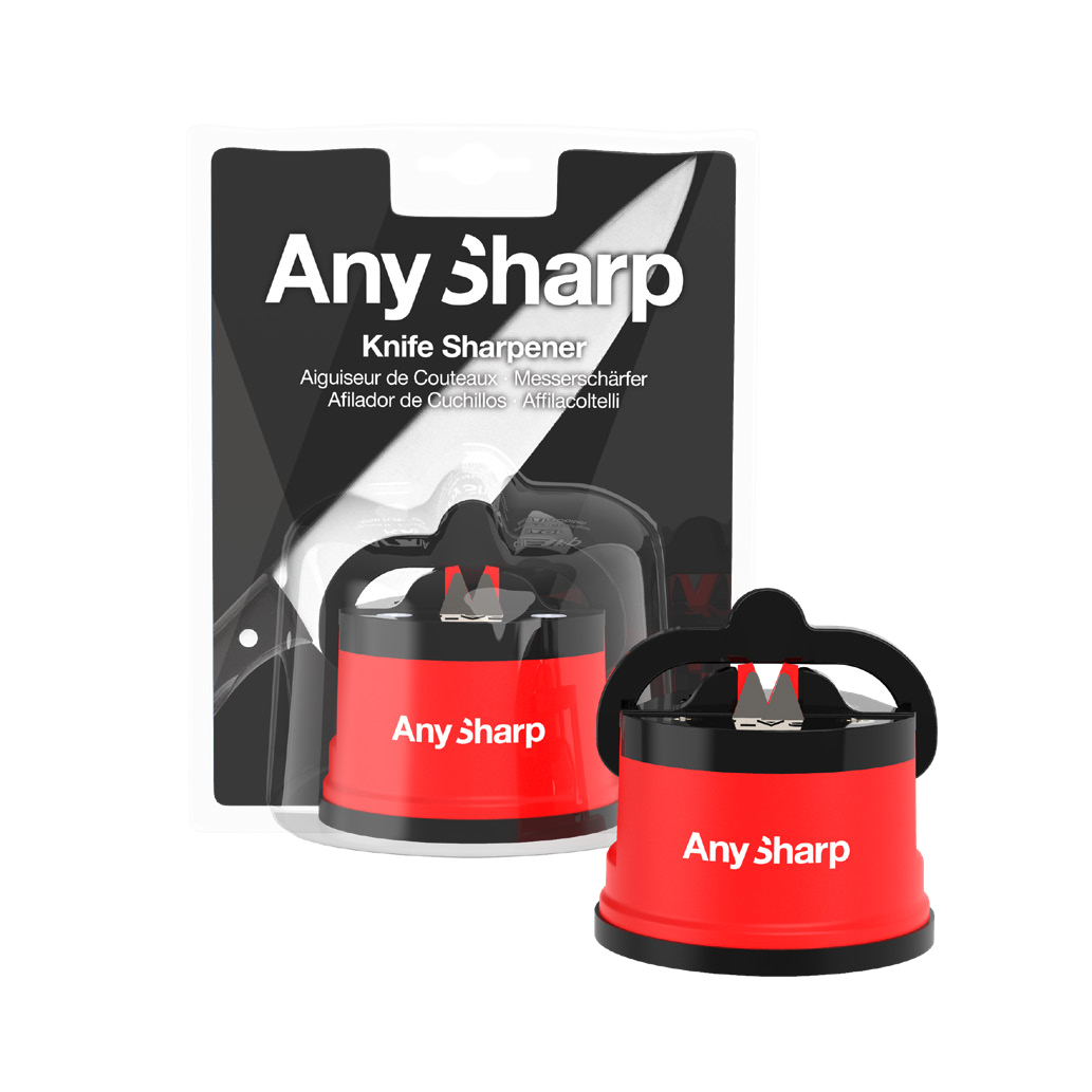 AnySharp Brousek na nože Premium s plastovým tělem v blistru, červená ANYSHARPRED