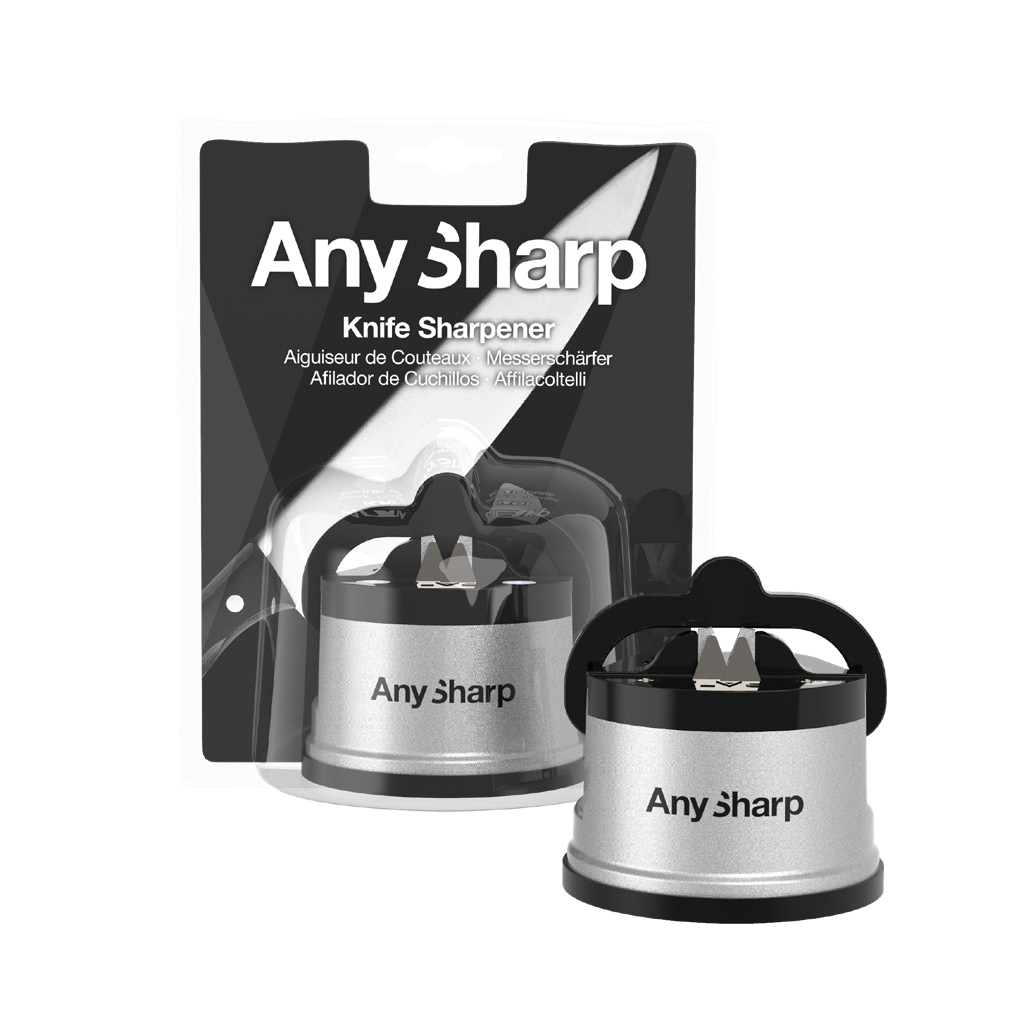 AnySharp Brousek na nože Premium s plastovým tělem v blistru, stříbrná ANYSHARPSILVER