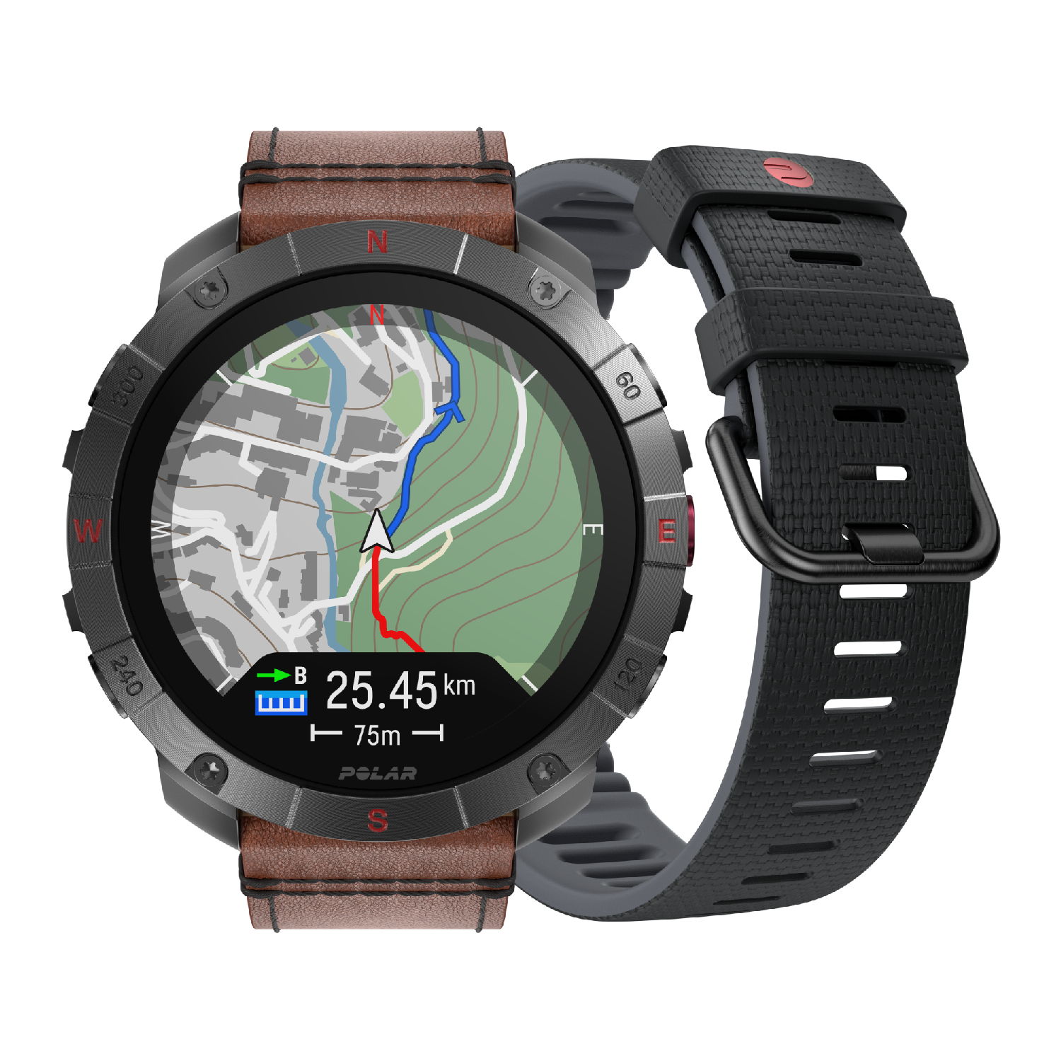 Polar Outdoor sporttestr Grit X2 Pro Titan, kožený + silikonový řemínek, velikost M-L 900110288