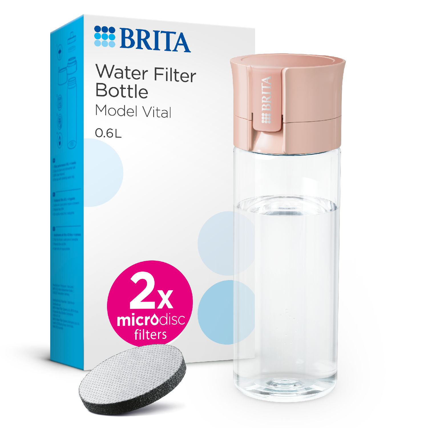 Brita BRITA Fill&Go Vital filtrační láhev na vodu 0,6l, +2x microdisc, meruňková, 2024 1052264