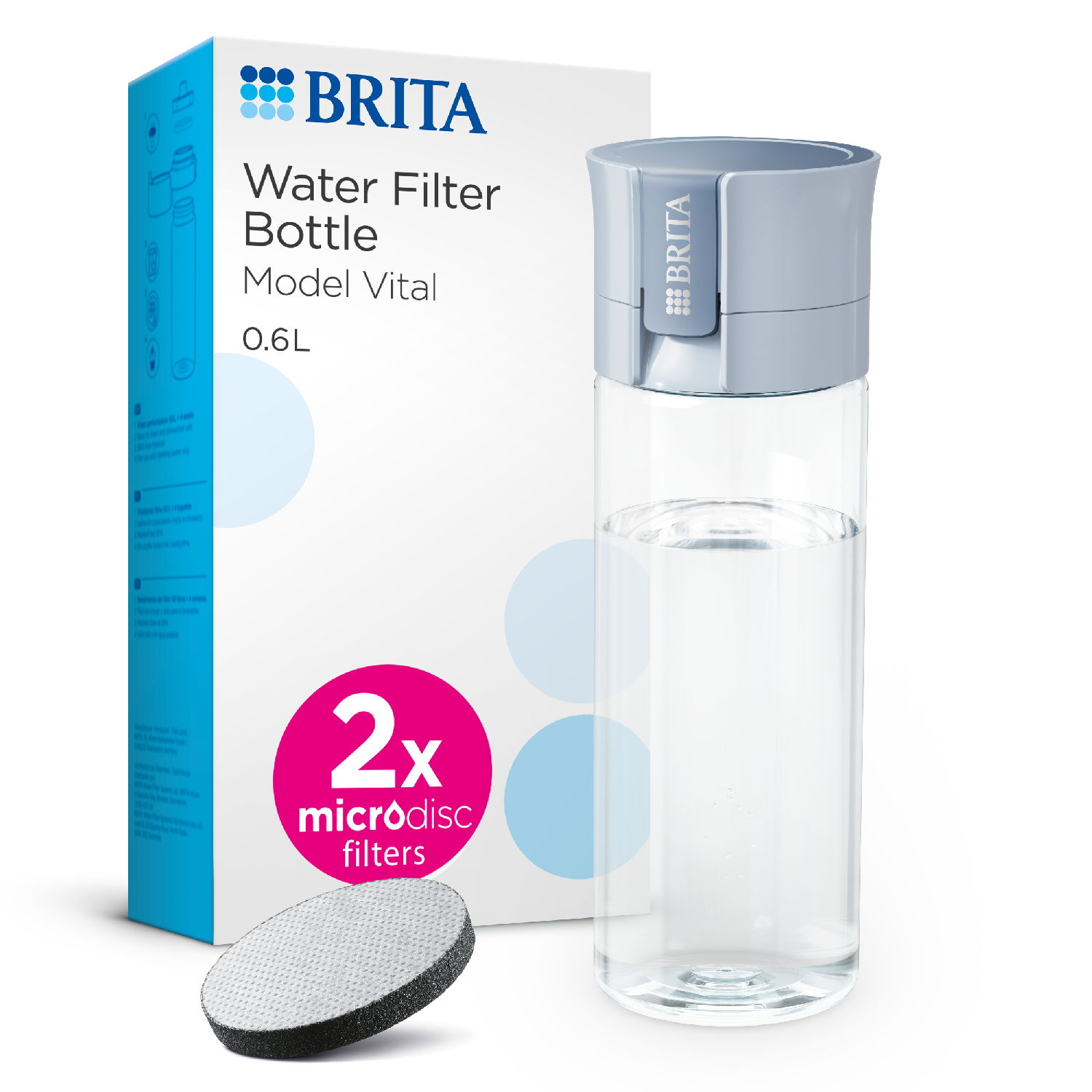 Brita BRITA Fill&Go Vital filtrační láhev na vodu 0,6l, + 2x microdisc, modrá,  2024 1052262