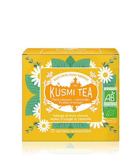 Kusmi Tea Bylinná čajová směs mateřídoušky citronové, lístků pomerančovníku a heřmánku Bio, 20 sáčků 21275A1120