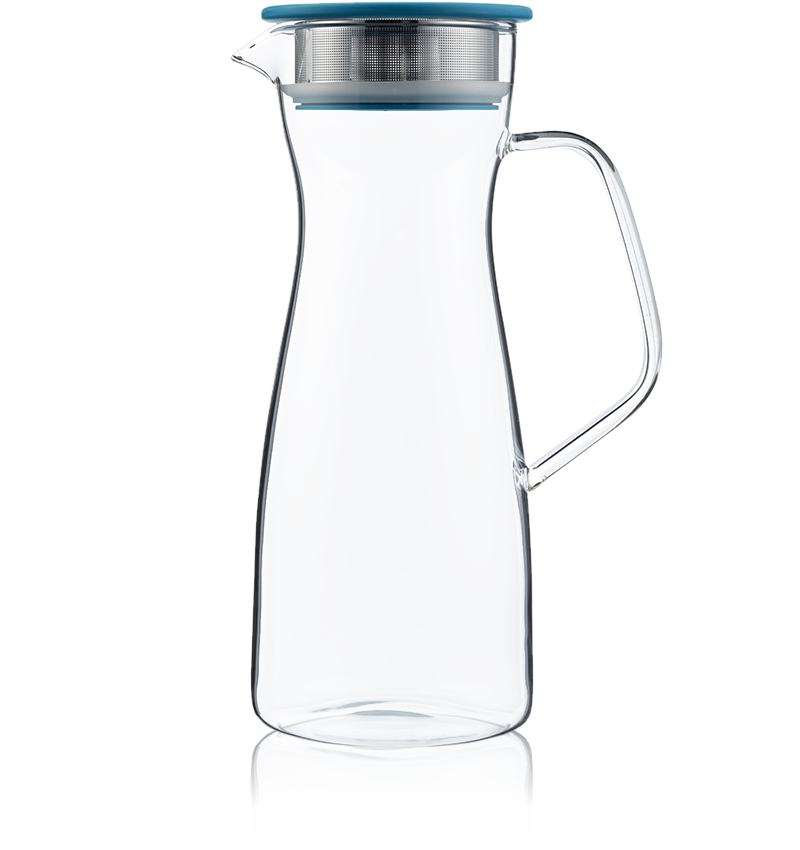 Kusmi Tea Skleněná karafa se sítkem na ledový čaj, 1,1 l, tyrkysový uzávěr 5000000593