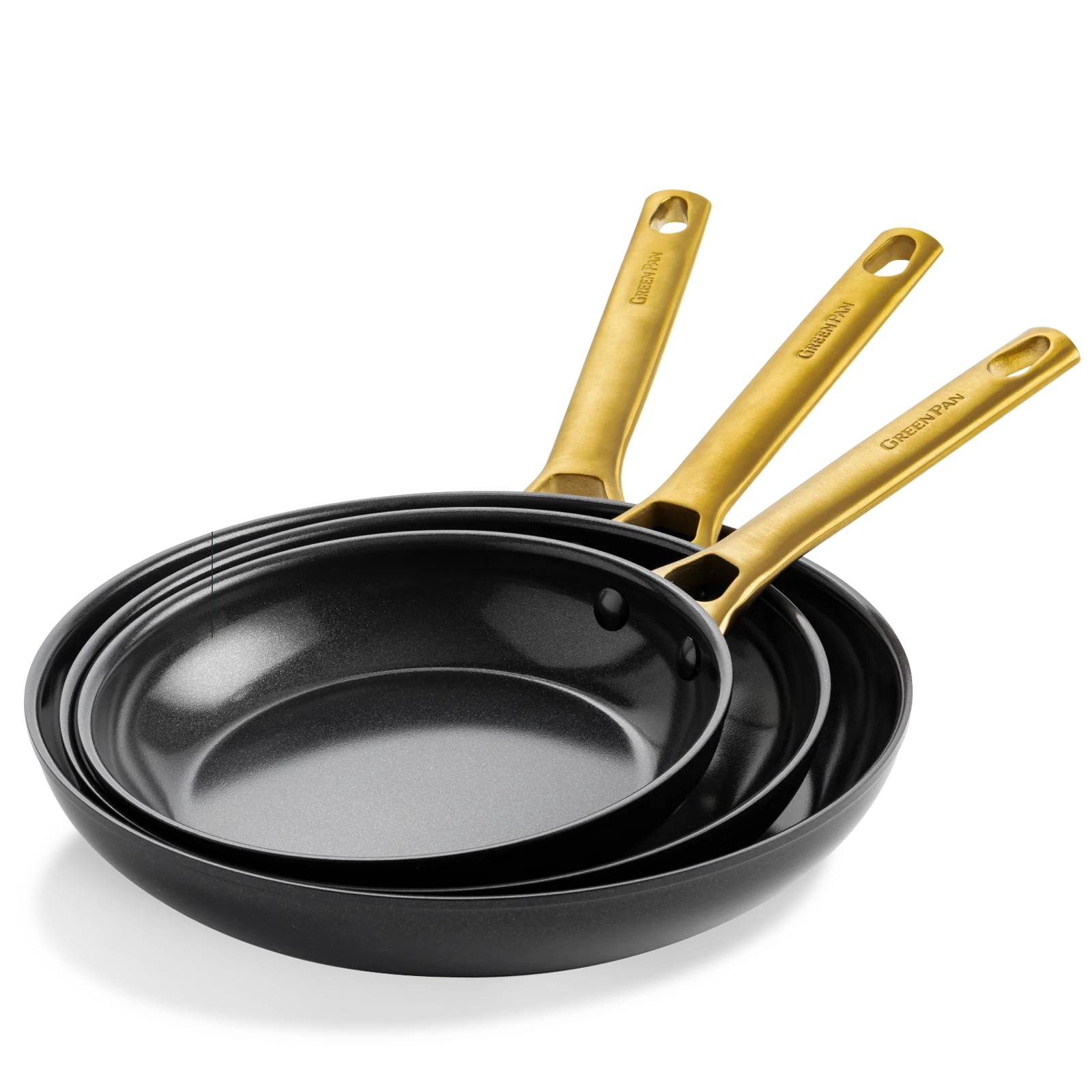 GreenPan Sada 3 nepřilnavých keramických pánví Padova 20, 24 + 28 cm, černá CC003773-001