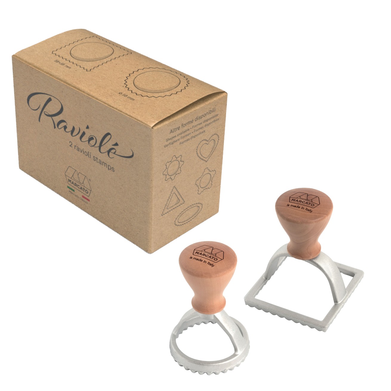 Marcato Sada 2 vykrajovátek na ravioli/sušenky, kolečko + čtverec, 5,8 cm SC-KIT01-CLS