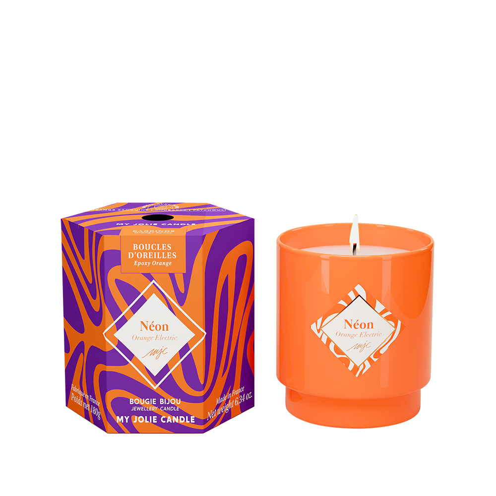 My Jolie Candle Vonná svíčka Neon Orange s oranžovými náušnicemi, 180 g 320502