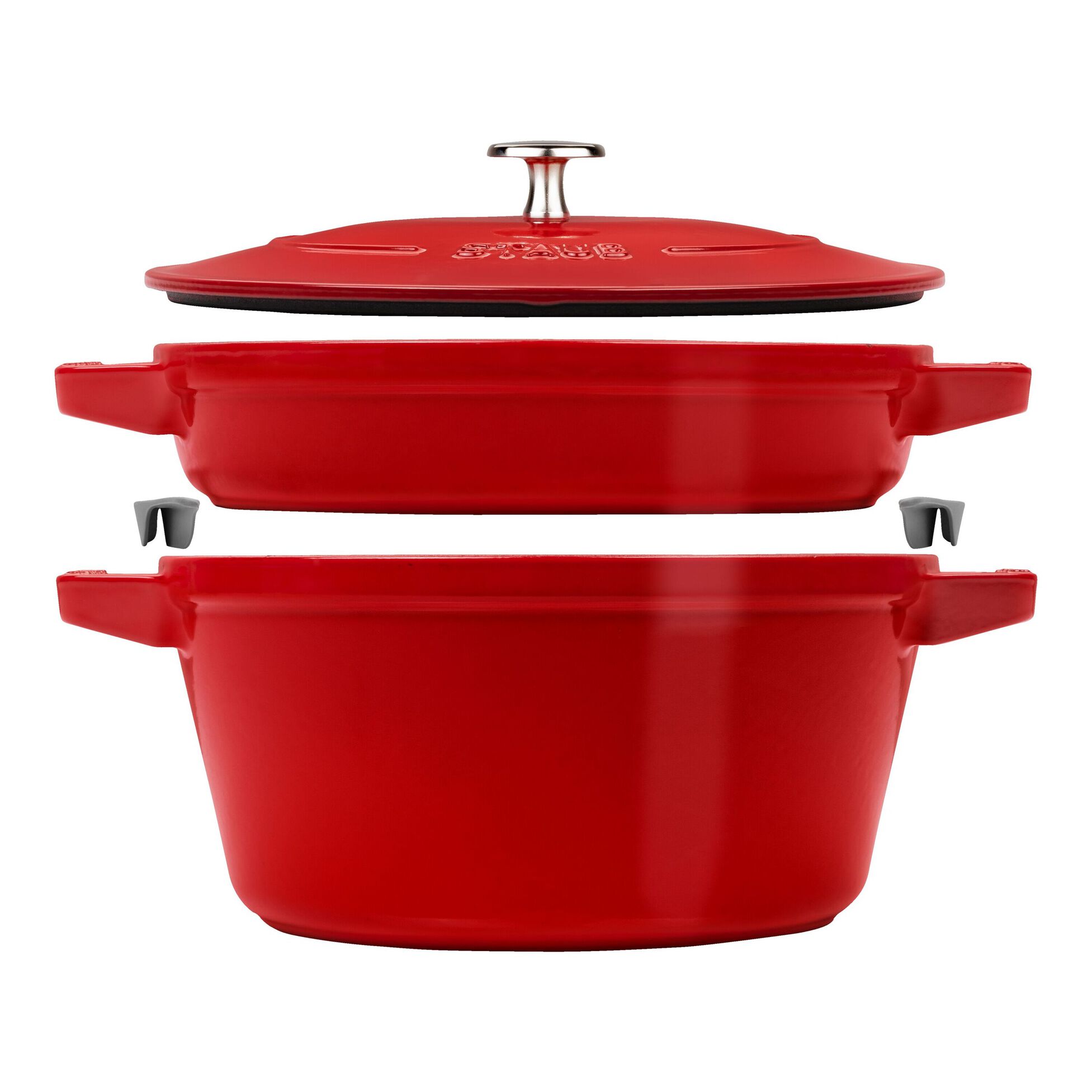 Staub Sada 2v1: litinový hrnec a pánev s poklicí, Ø 24 cm, višňová 1010878
