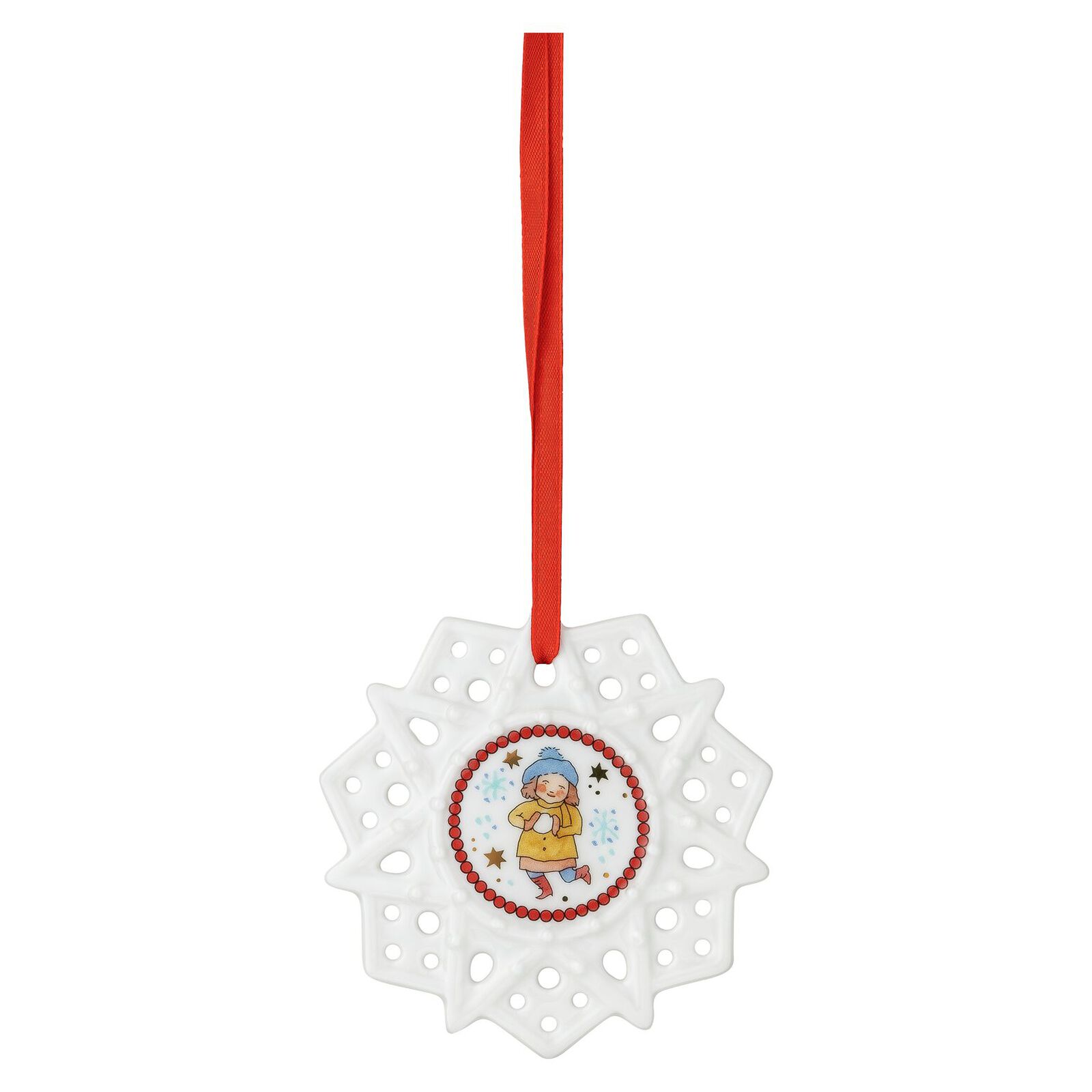 Rosenthal Porcelánová ozdoba Vločka, motiv Děvčátko, Vánoční radovánky, Ø 8 cm 02248-727505-27618