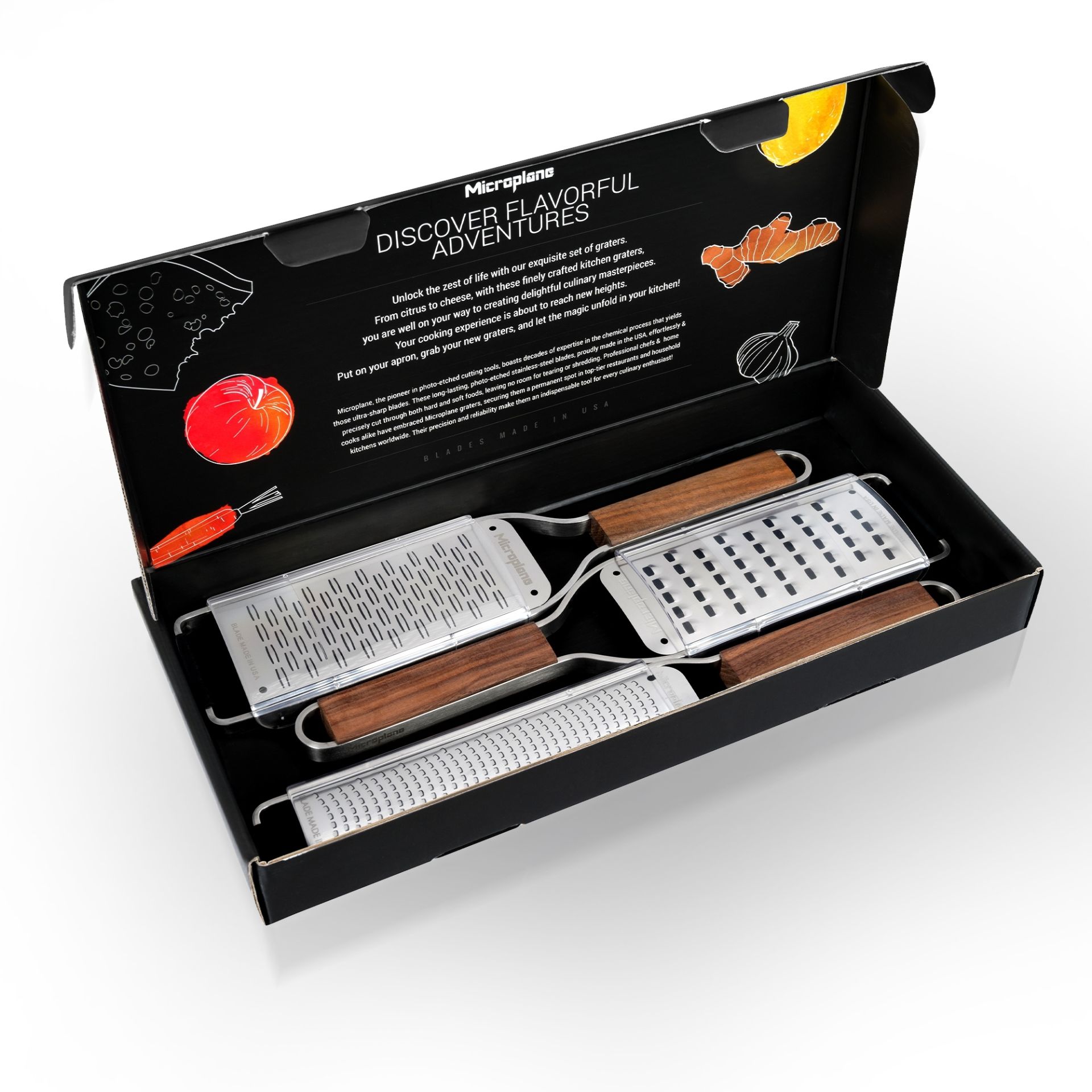 Microplane Sada 3 struhadel Master s dřevěnou rukojetí (jemné, hrubé a struhadlo na širší proužky) 36159