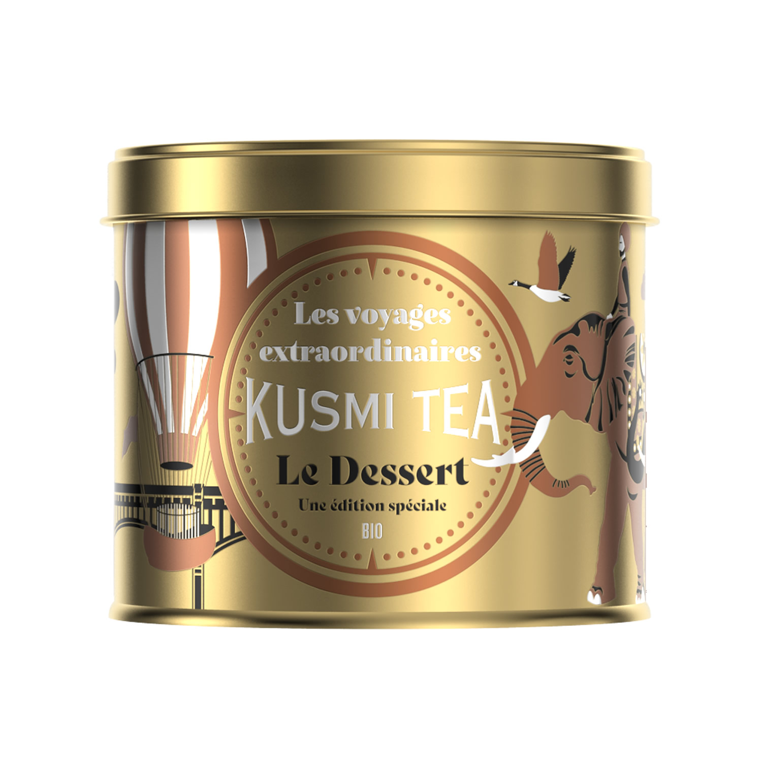 Kusmi Tea Sypaný Vánoční zelený čaj Le Dessert Bio, kovová dóza 90 g 21314A1070