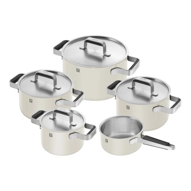 Zwilling Sada třívrstvého nerezového nádobí s keramickým povrchem Pure, 5 ks, krémová 1028806