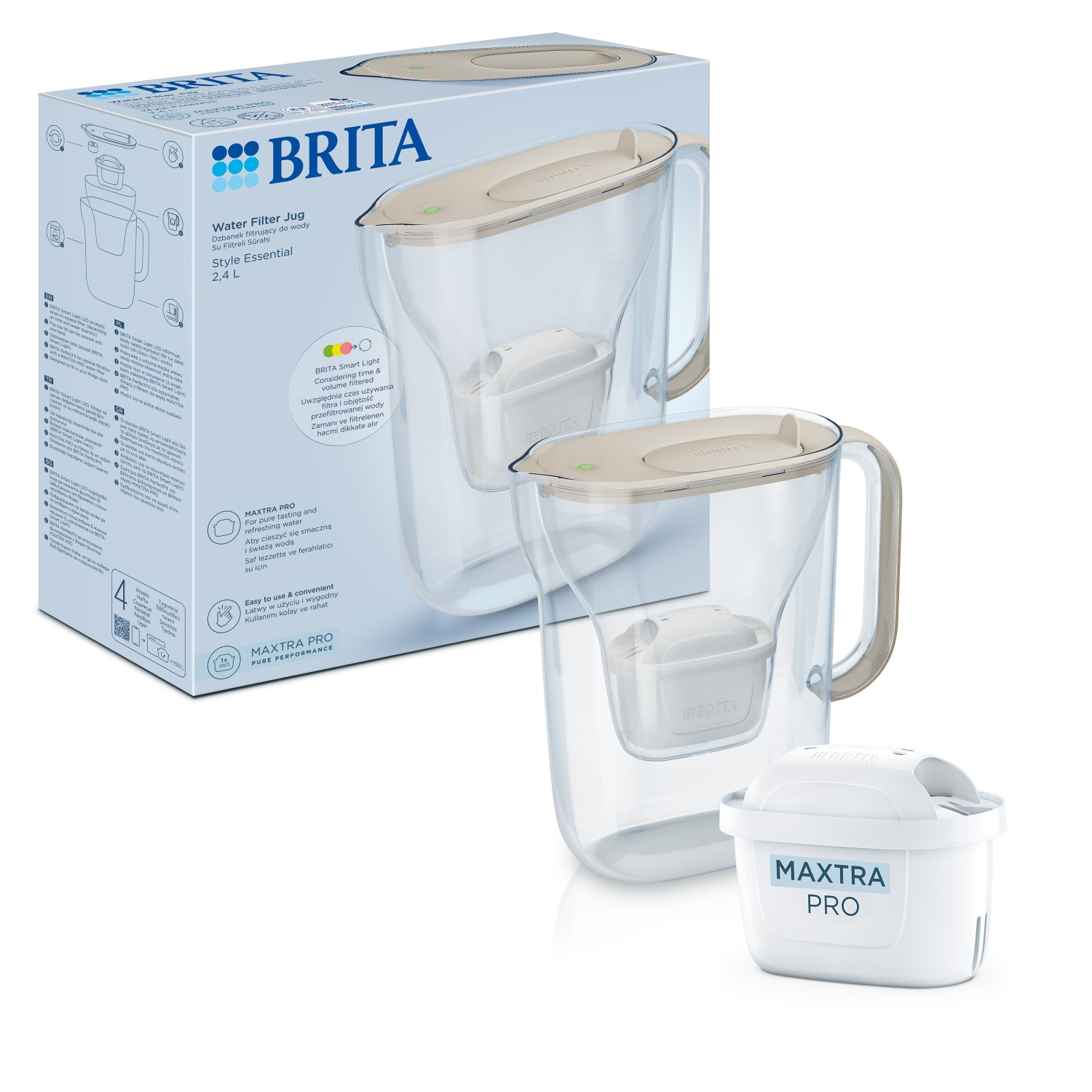 Brita Filtrační konvice Style Essential s filtrem Maxtra Pro Pure Performance, 2, 4 l, písková 1057794