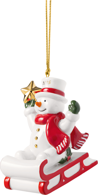 Villeroy & Boch Závěsná porcelánová ozdoba Christmas Classics 2025, Sněhulák, 8,7 cm 14-8675-4351