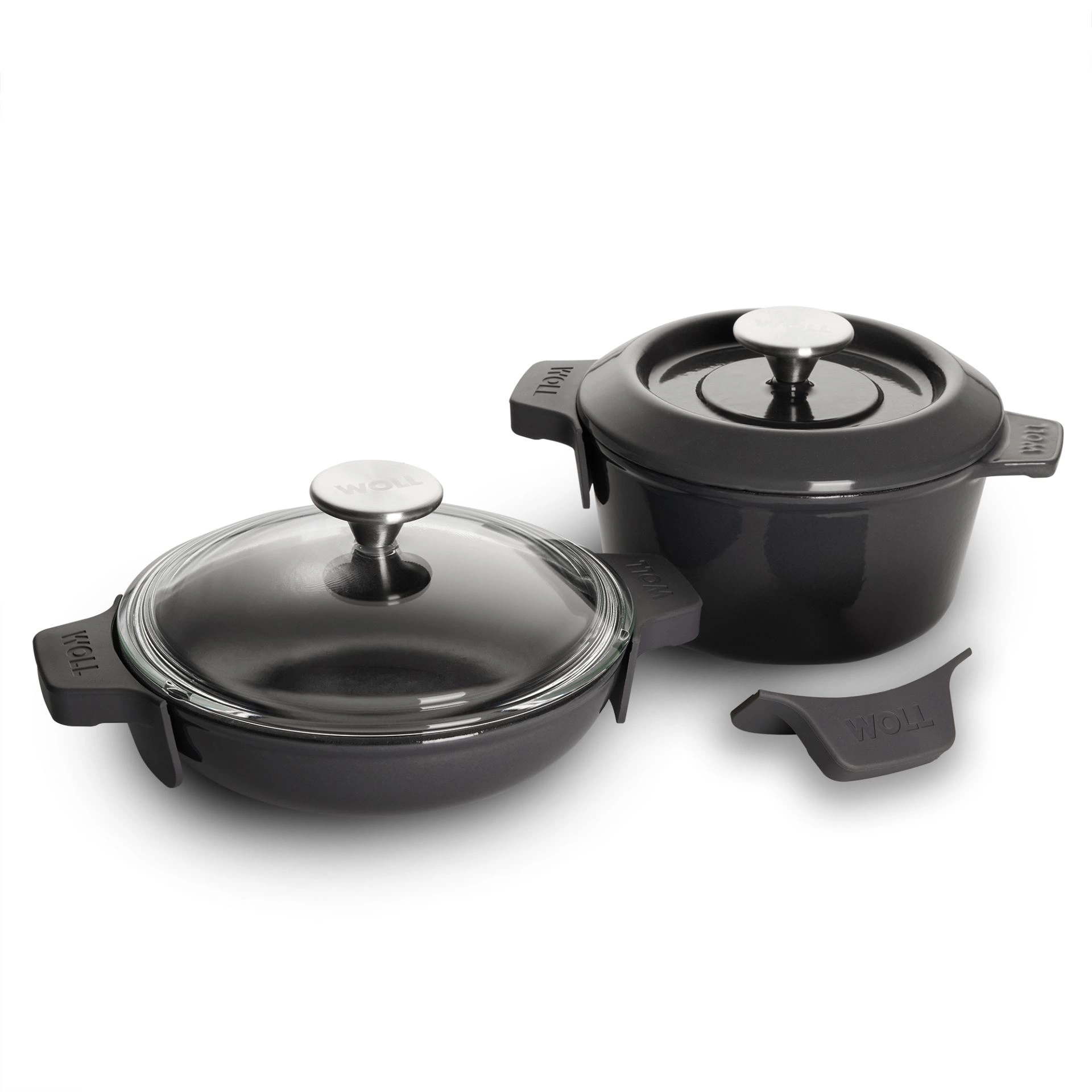 Woll Sada litinového hrnce a servirovací litinové pánve s poklicí, Iron, Ø 20 cm, šedá PB-CI-SET-0002-030