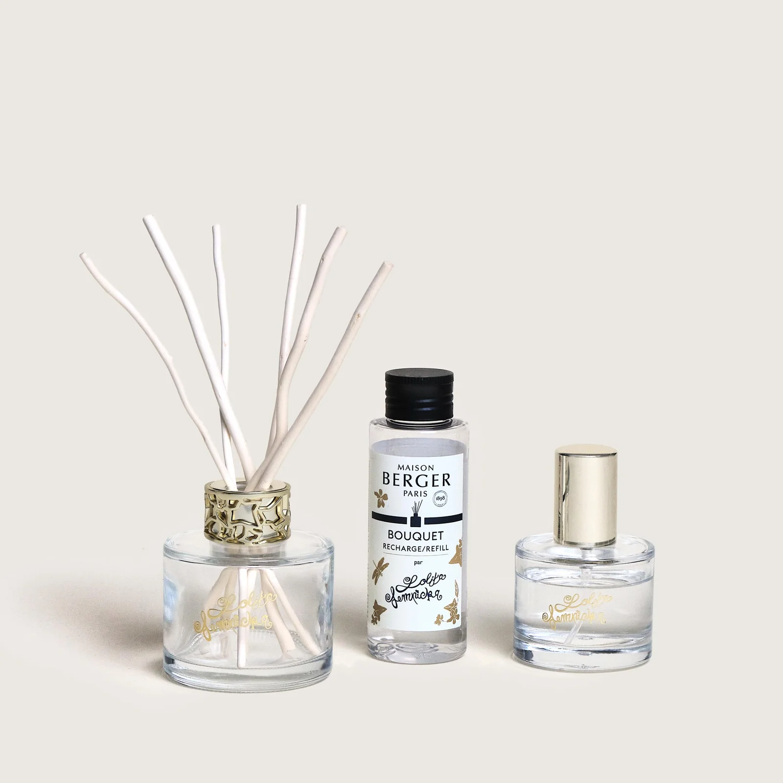 Maison Berger Paris Dárková sada: aroma difuzér s náplní 90 ml + bytová vůně 50 ml, Lolita Lempicka, transparentní 7767