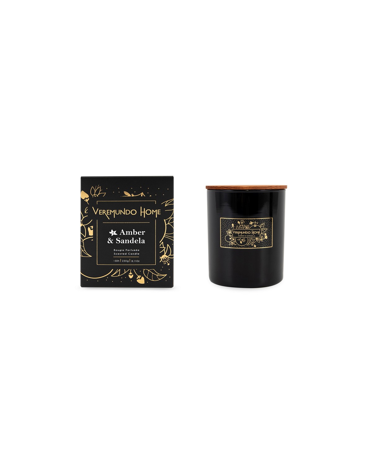 VEREMUNDO HOME Vonná svíčka Paris Amber Santal, 230 g, černá 10110
